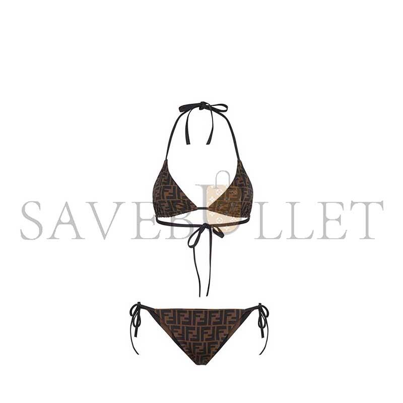 FENDI SWIMSUIT BROWN LYCRA REVERSIBLE BIKINI FXBA30AQBYF13IZ